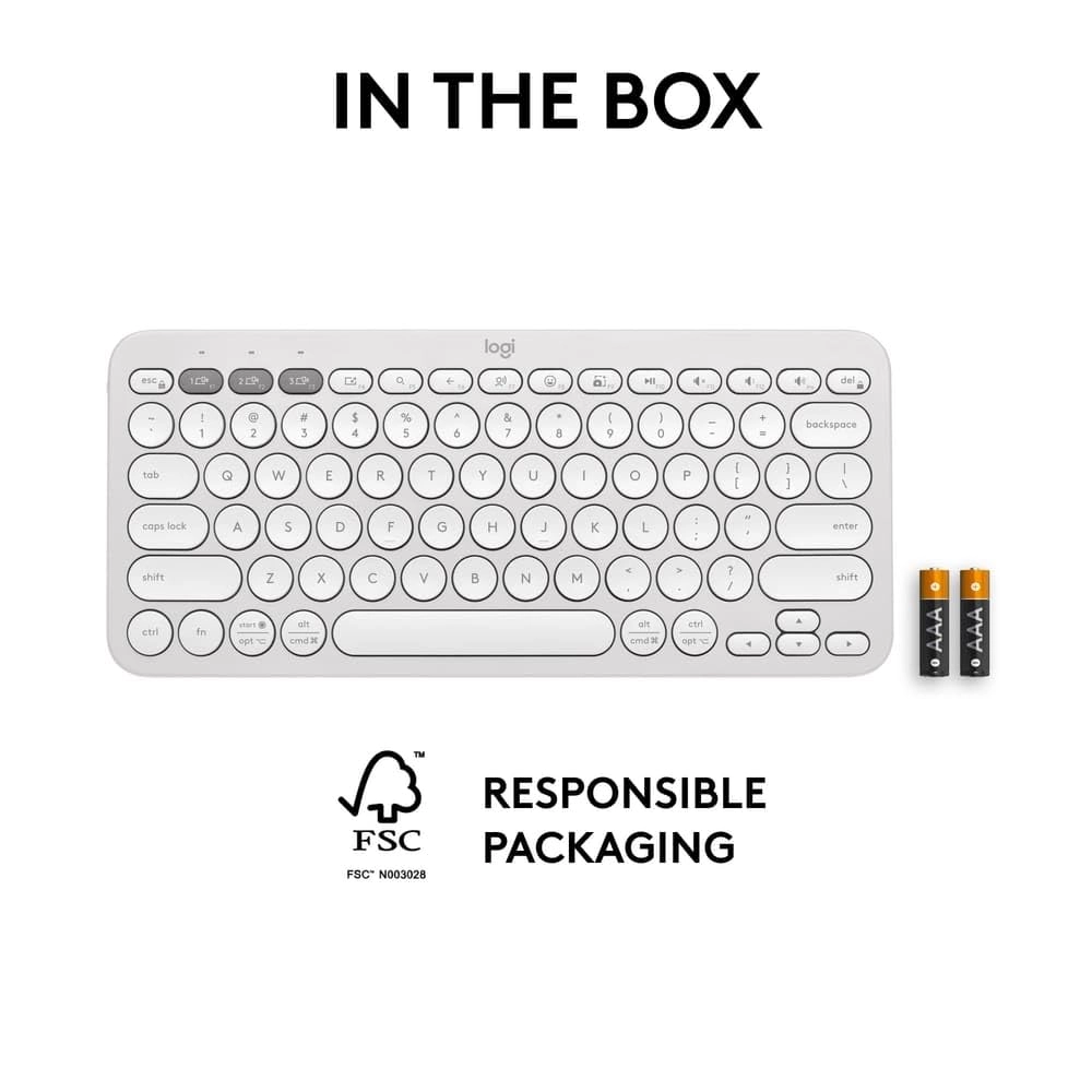 Logitech Bluetooth Keyboard Pebble Keys 2 K380s White (Open Box) view 3